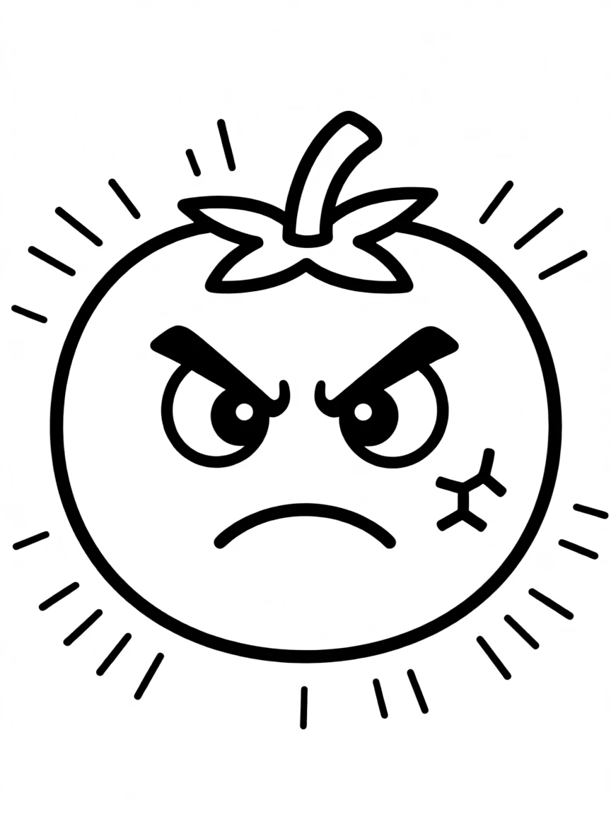 An angry tomato turning red.