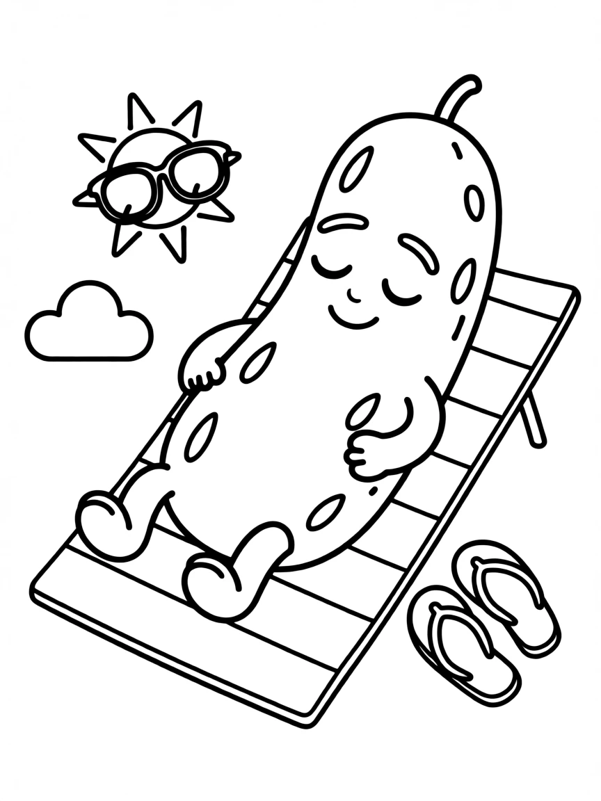 A calm cucumber chilling out.