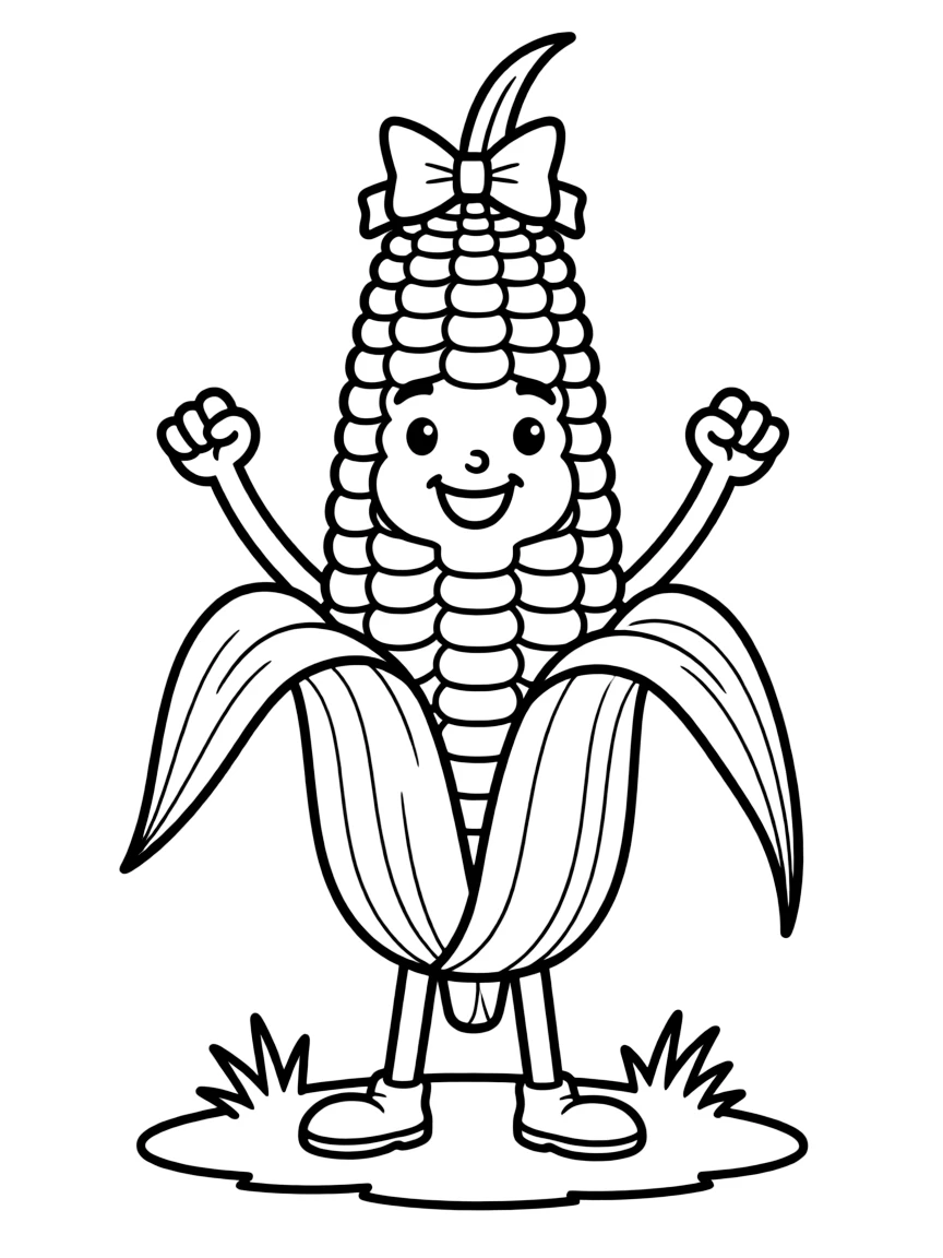 A proud corn on the cob standing tall.
