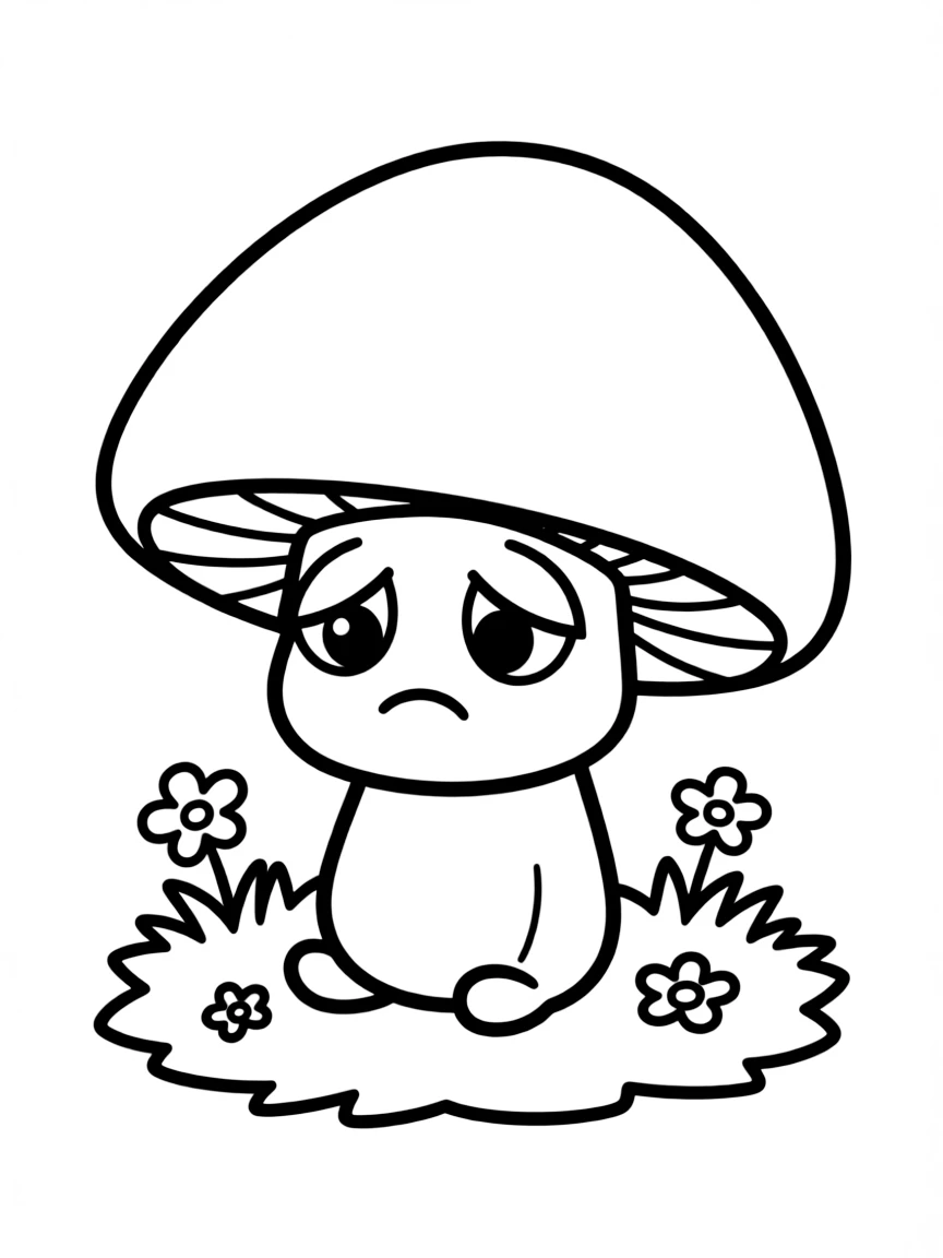 A bored mushroom looking glum.