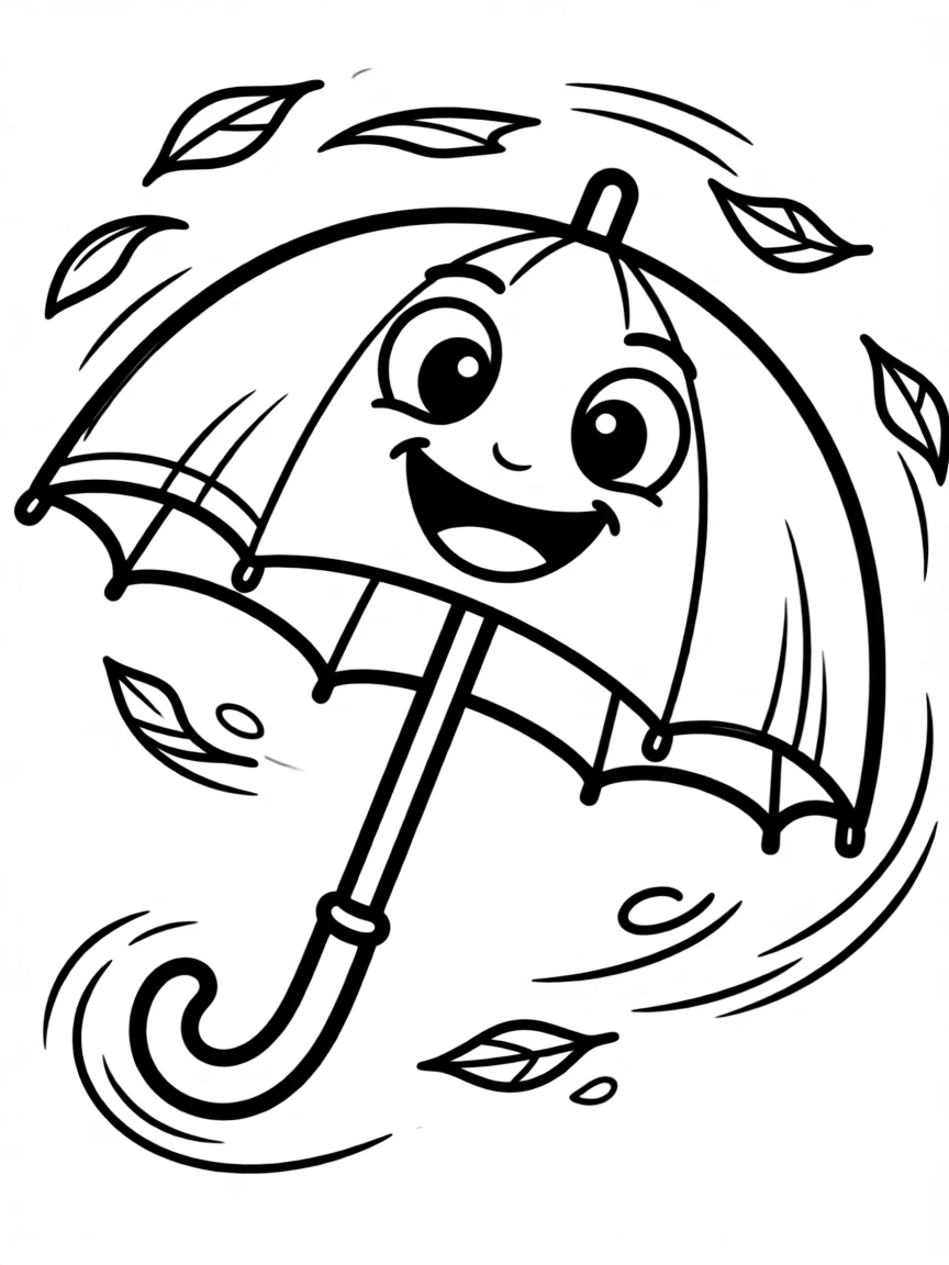 A laughing umbrella in the wind.