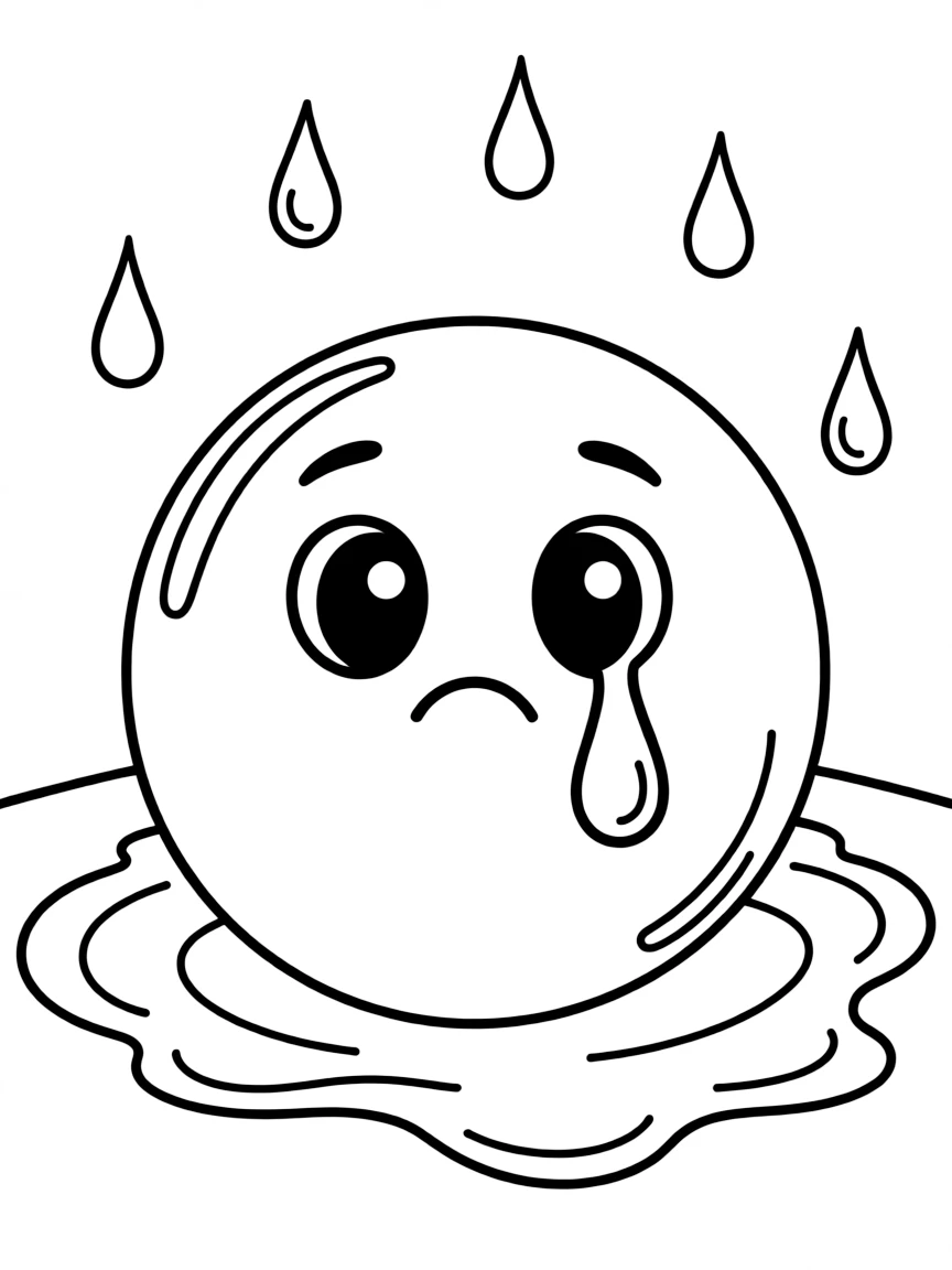 A crying puddle with a tear.