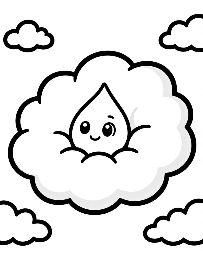 A shy raindrop hiding in a cloud.