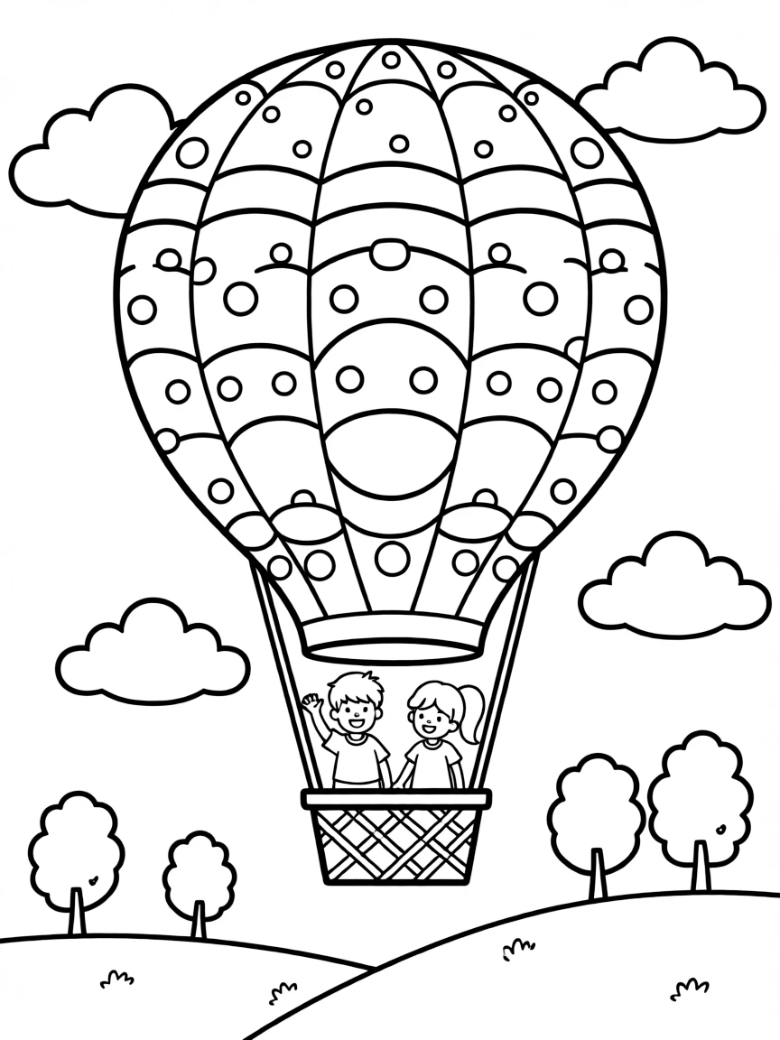 An excited hot air balloon soaring.