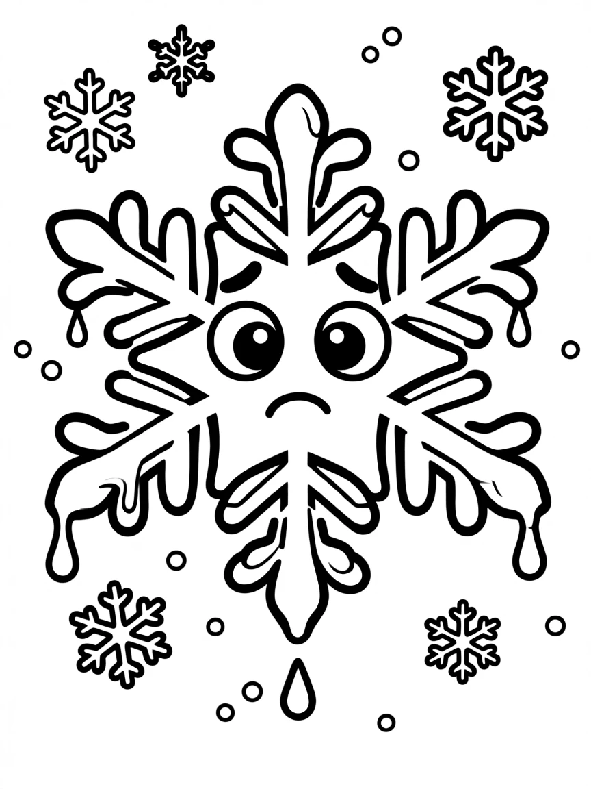 A worried snowflake melting.