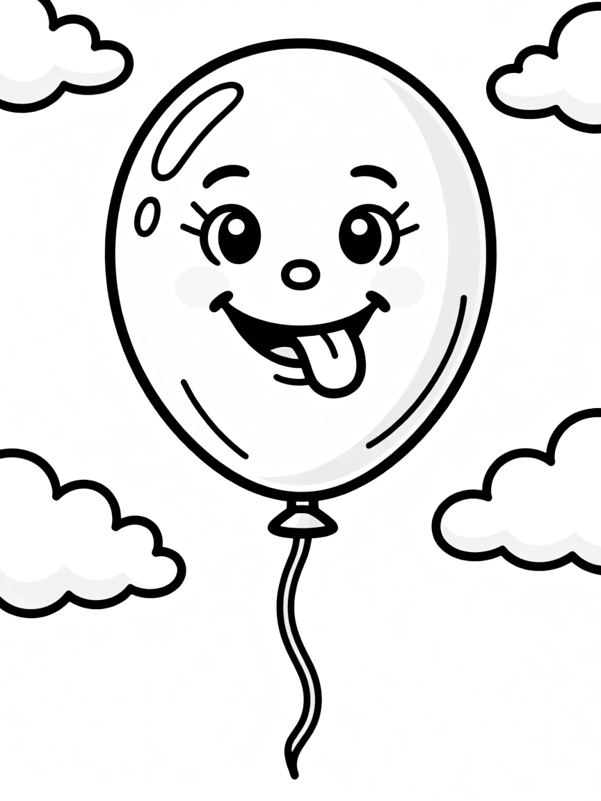 A happy balloon floating.