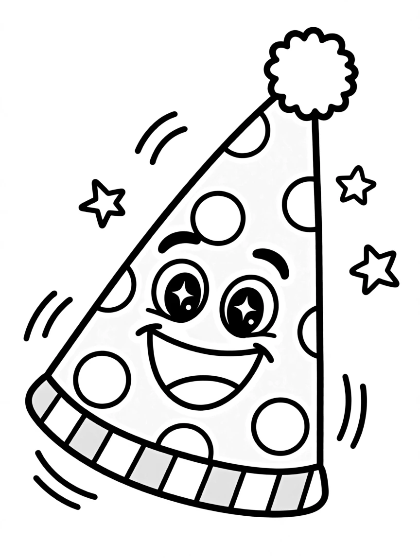 A laughing party hat bouncing.