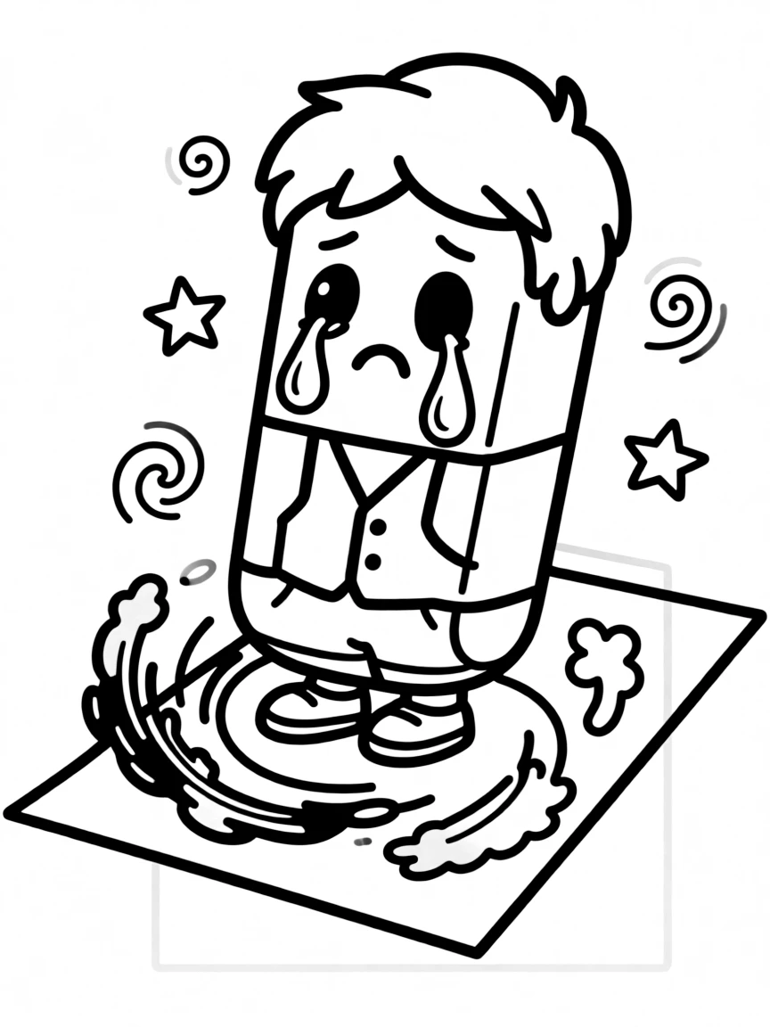 A crying eraser smudging.
