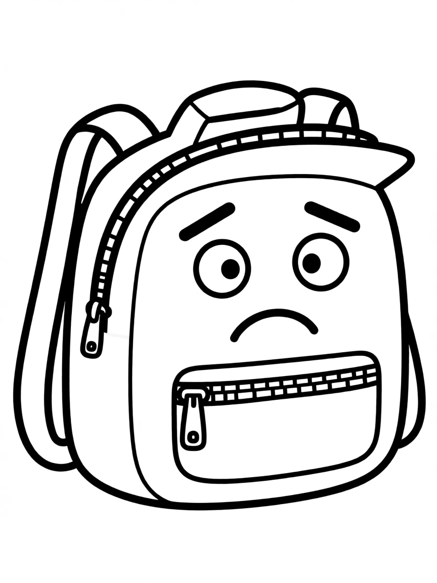 A worried backpack unzipped.