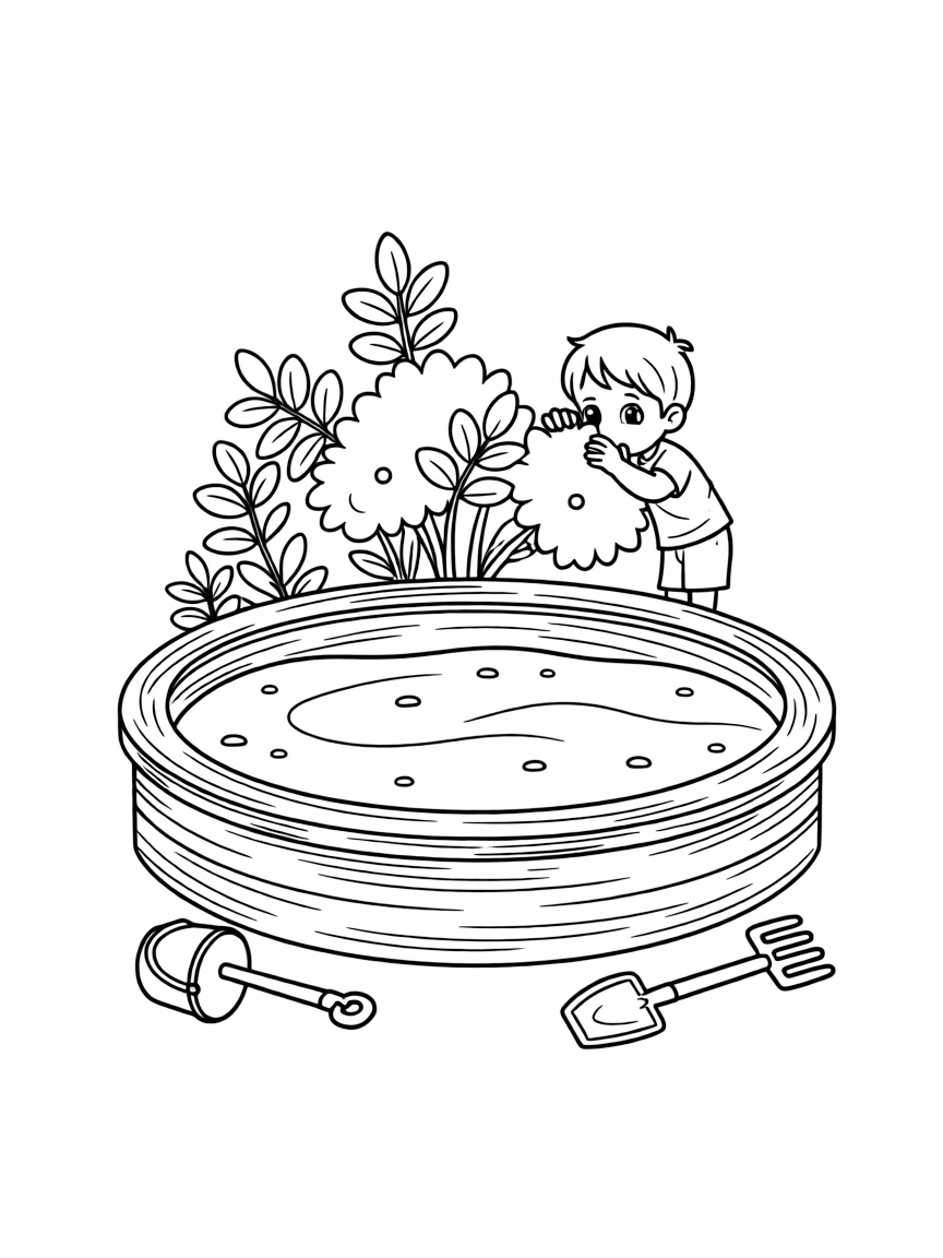 A shy sandpit hiding.