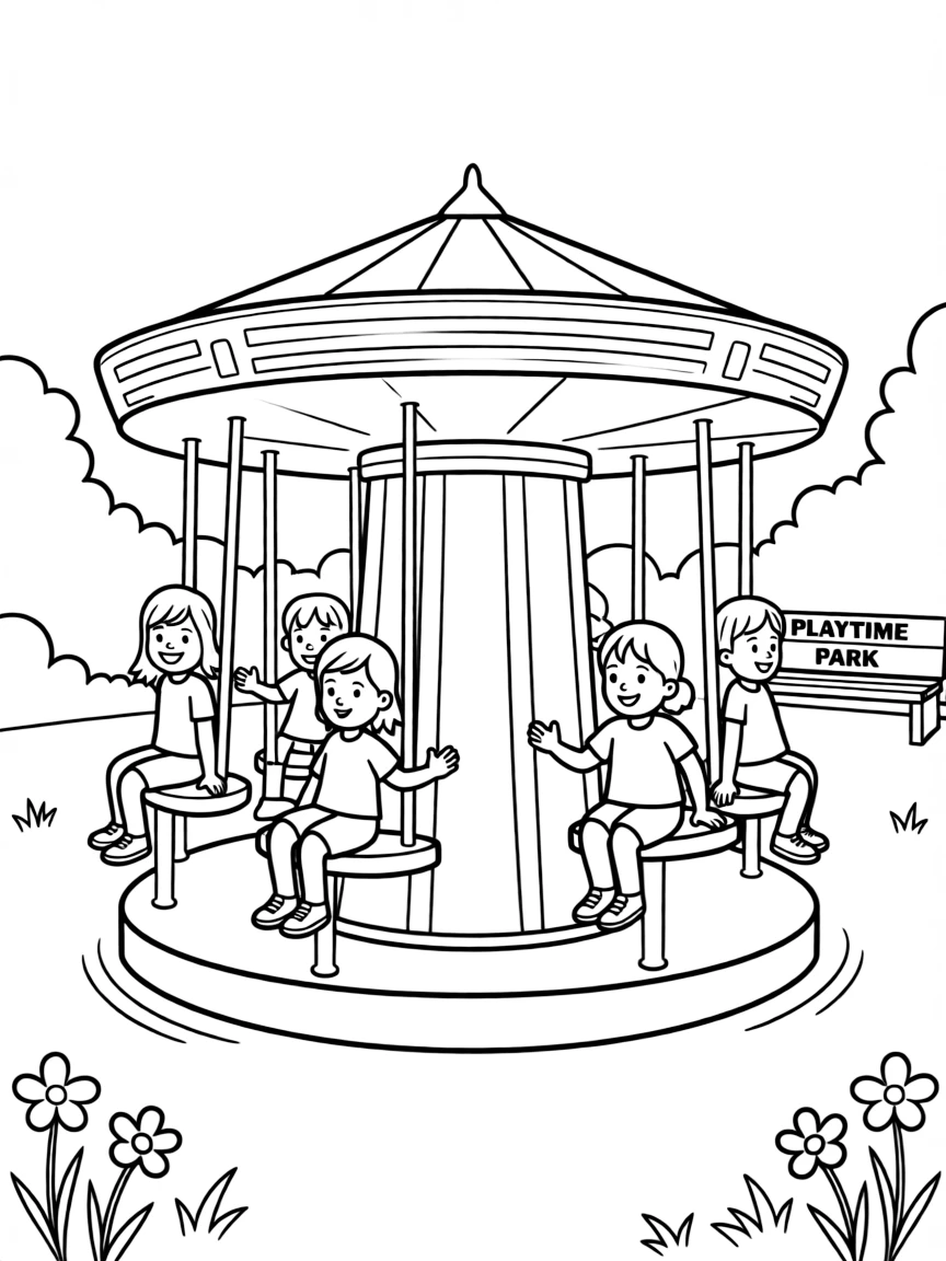 A calm roundabout spinning.