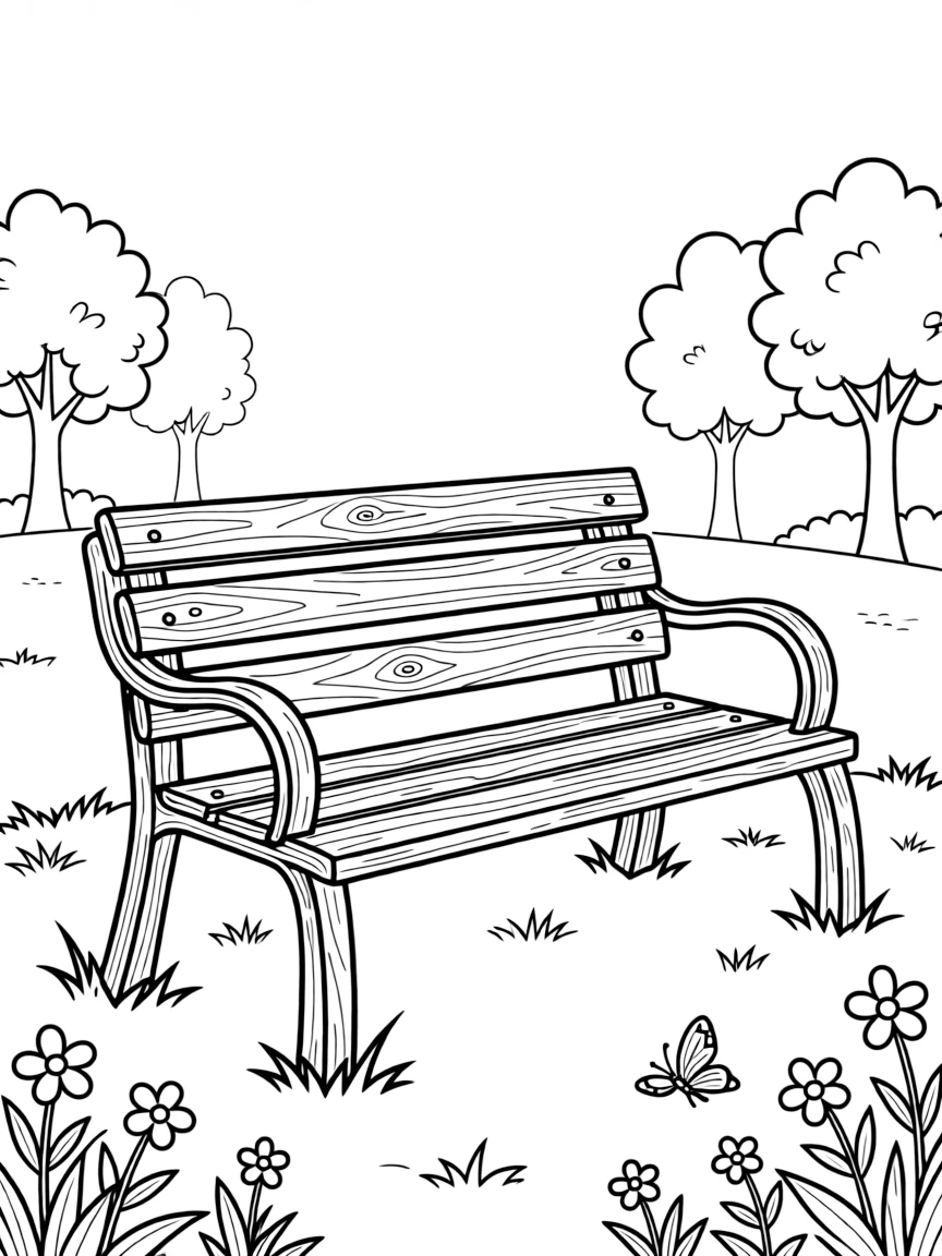 A bored bench empty.