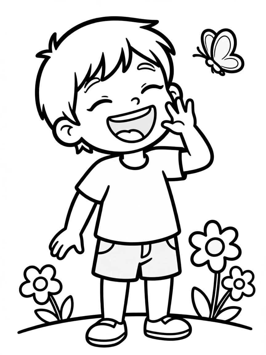 A laughing storybook character.