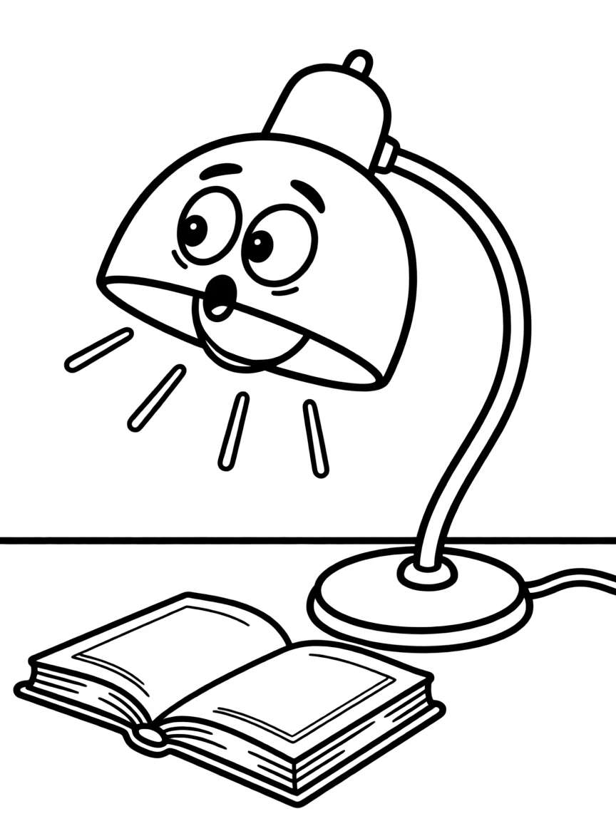 A surprised reading lamp turning on.
