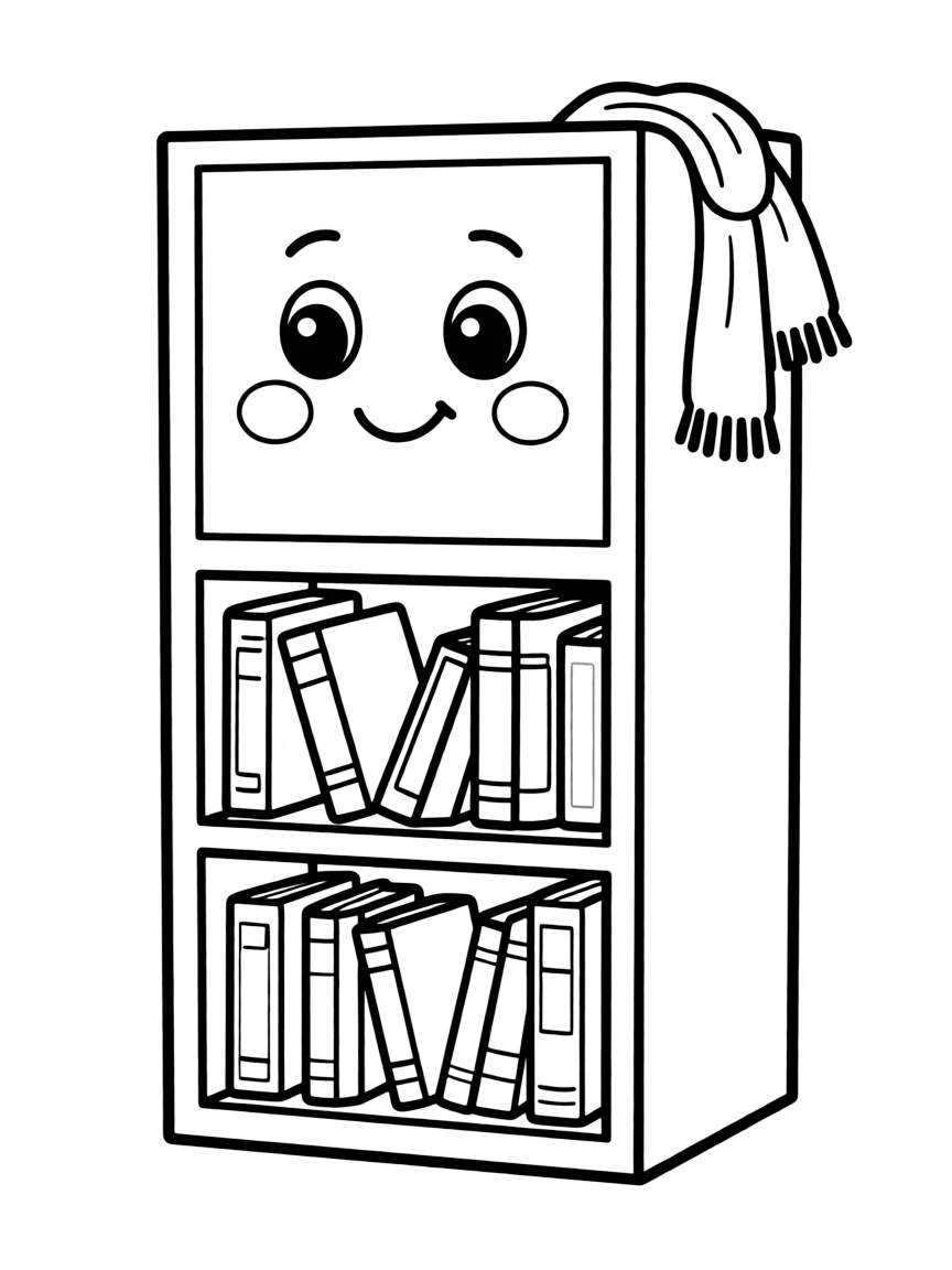 A shy bookshelf hiding books.