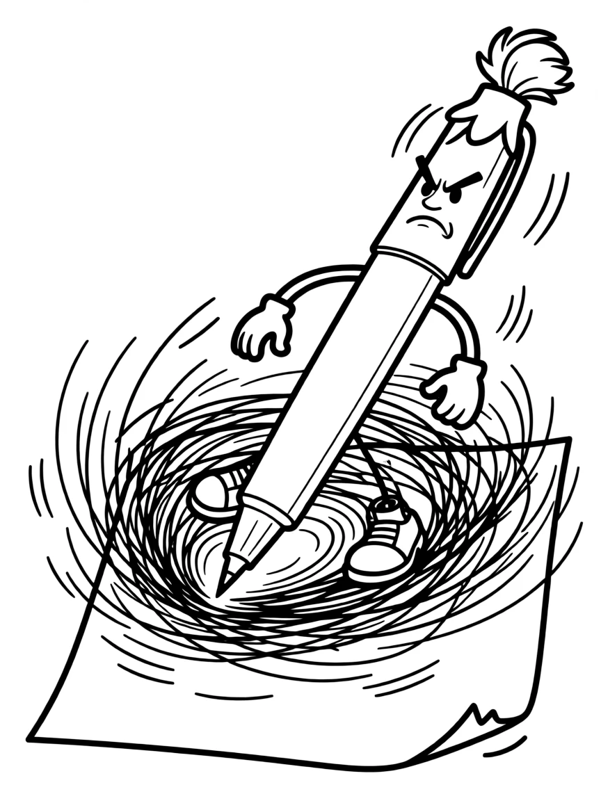 An angry pen scribbling.