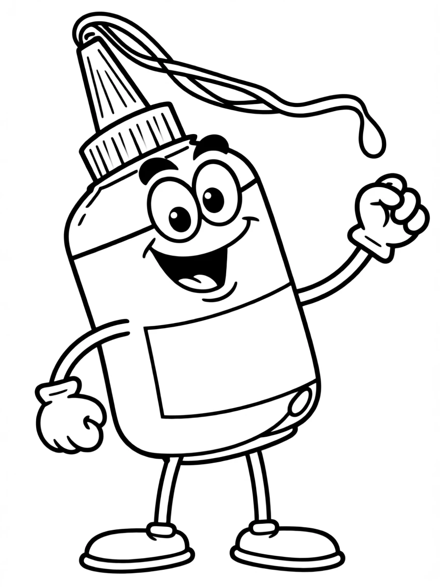 An excited glue bottle squirting.