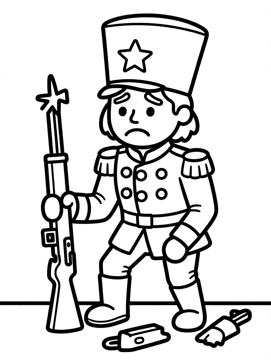 A sad toy soldier broken.