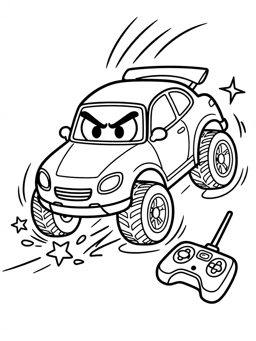 An angry remote control car crashing.