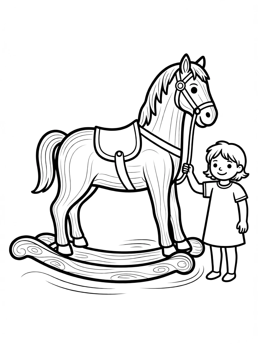 A calm rocking horse gently swaying.