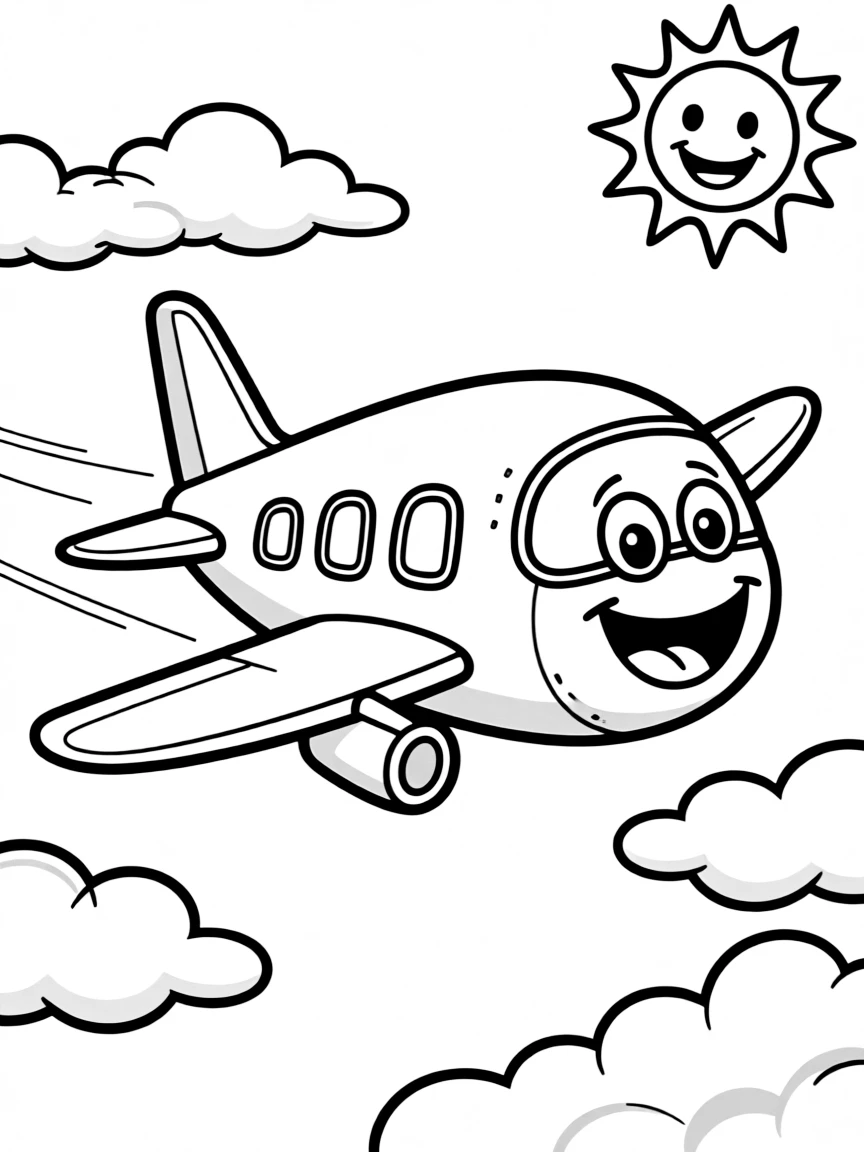 A laughing airplane flying.