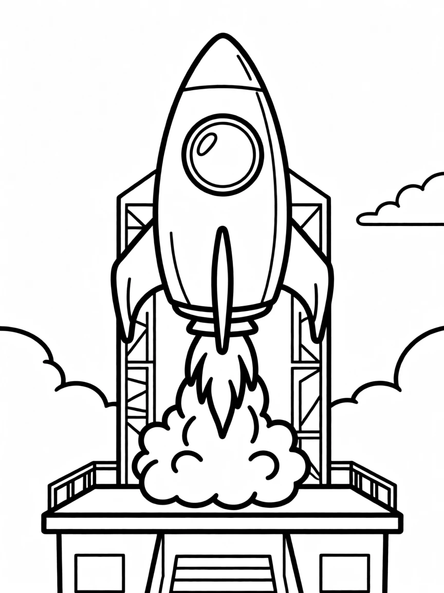 A brave spaceship blasting off.