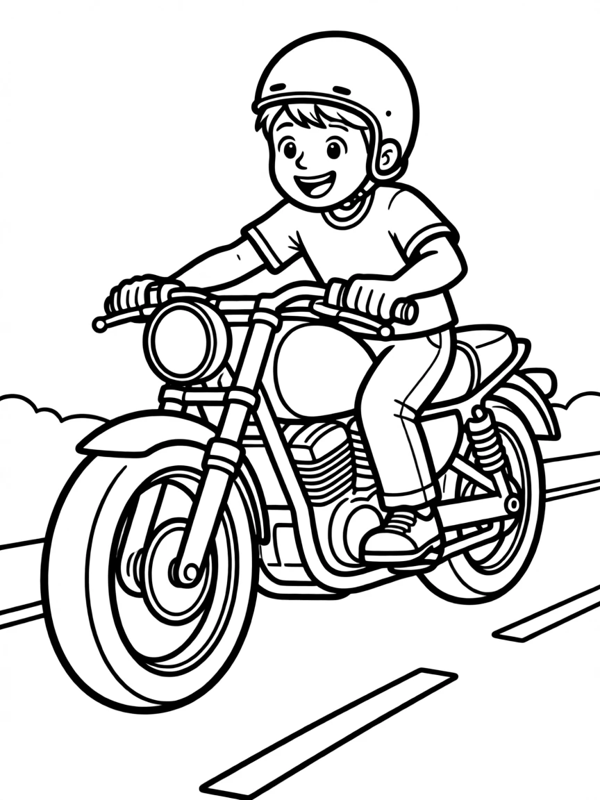 An excited motorbike speeding.