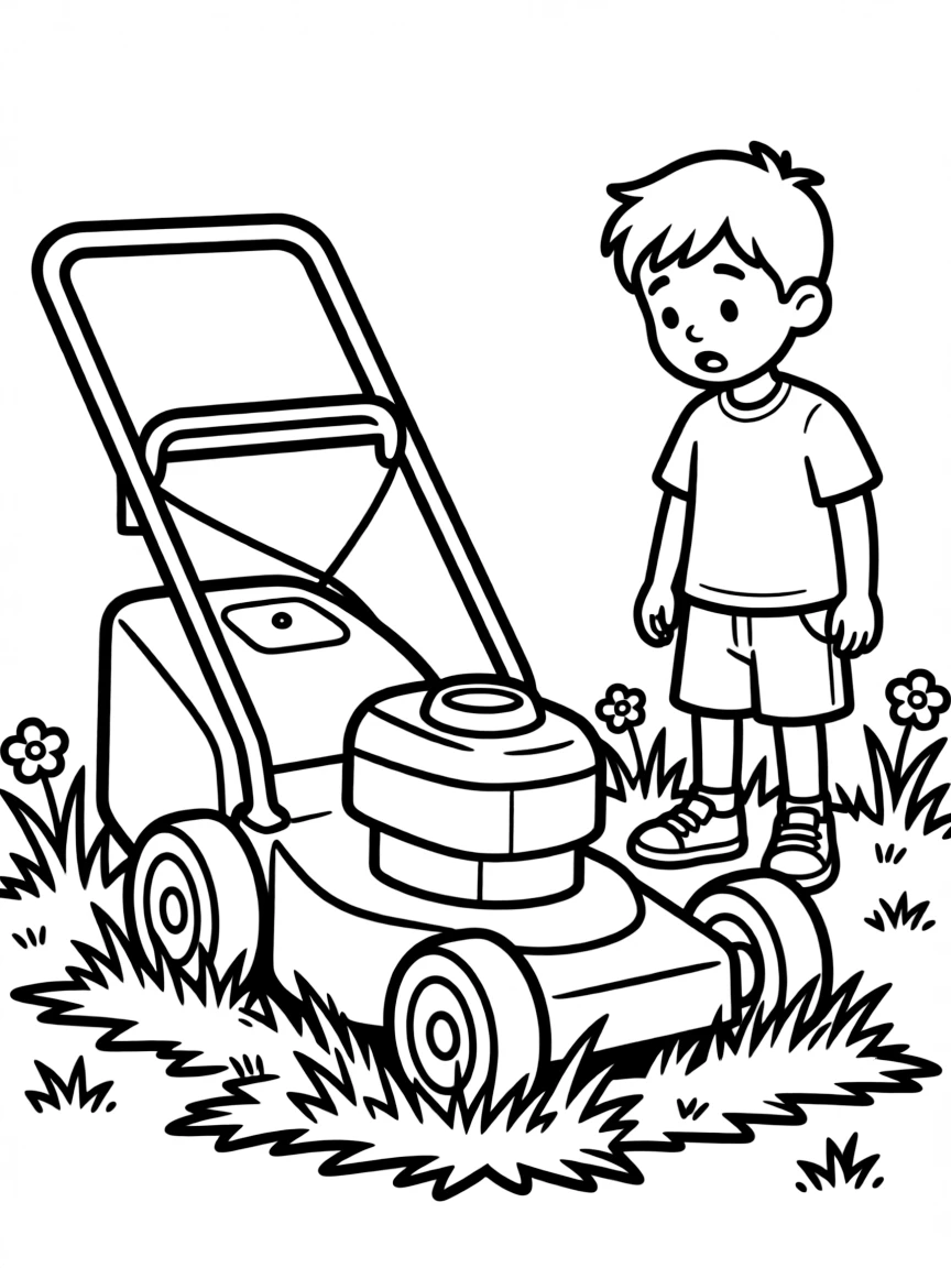 A confused lawnmower stuck.