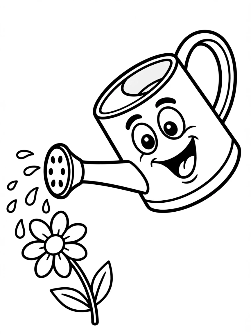 An excited watering can sprinkling.