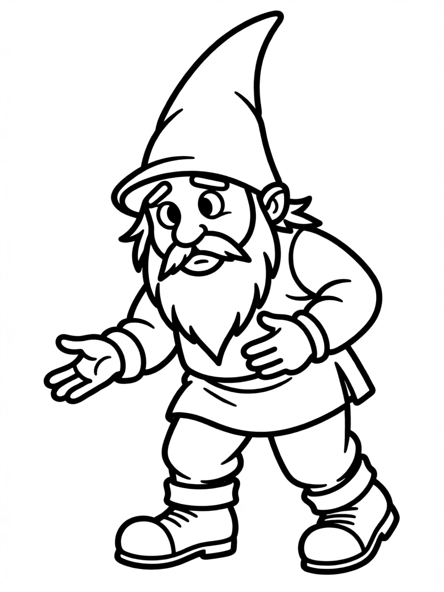 A worried garden gnome tipping.