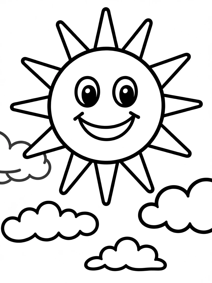 A happy sun smiling down.