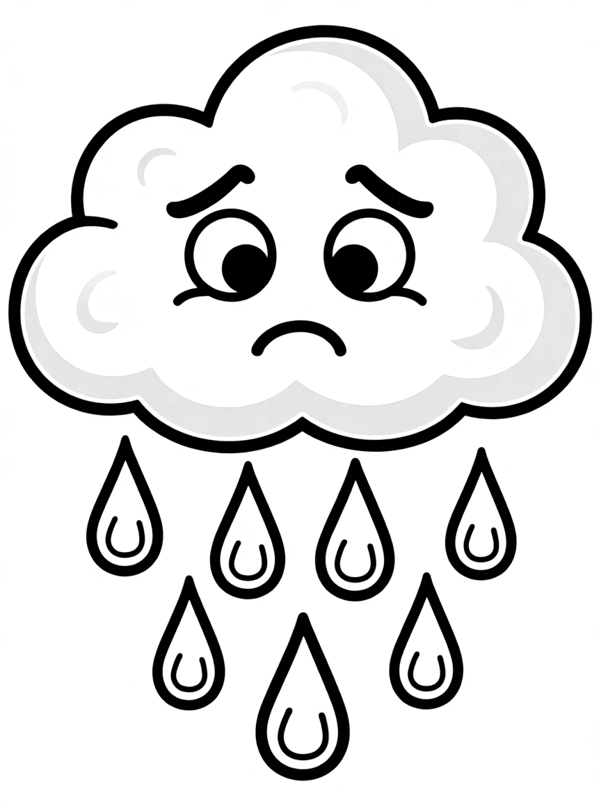A crying storm cloud.