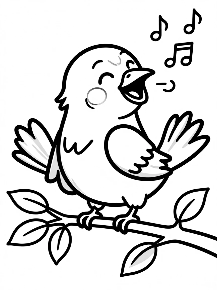 A laughing bird chirping happily.