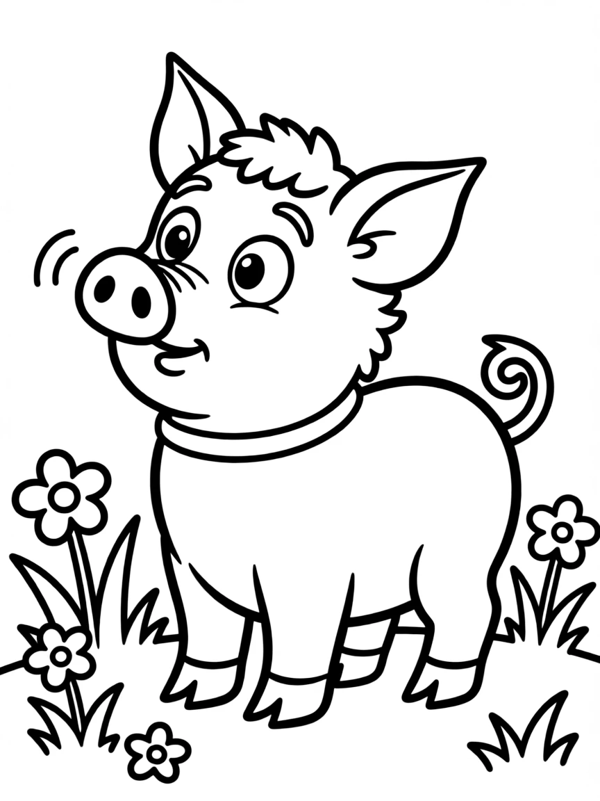 A confused pig snorting.