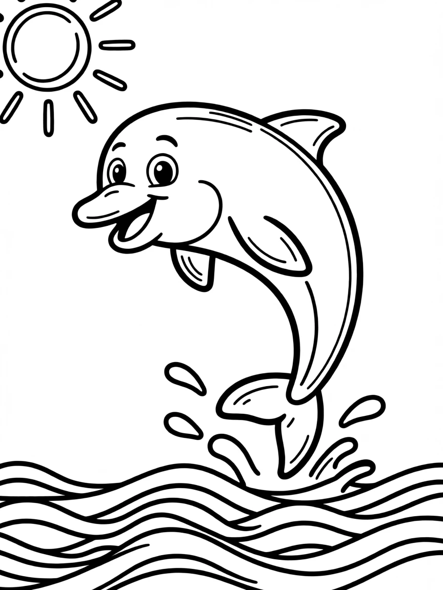 An excited dolphin jumping.