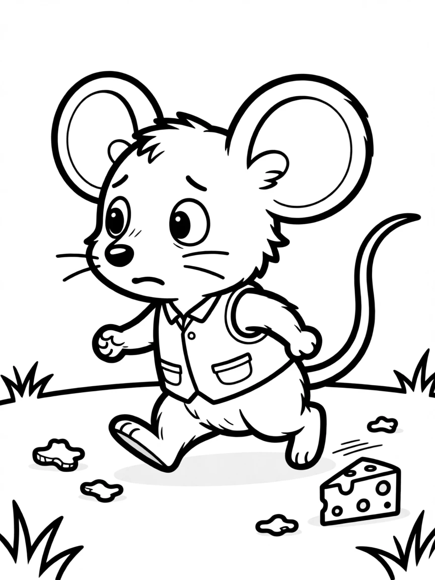 A worried mouse scurrying.