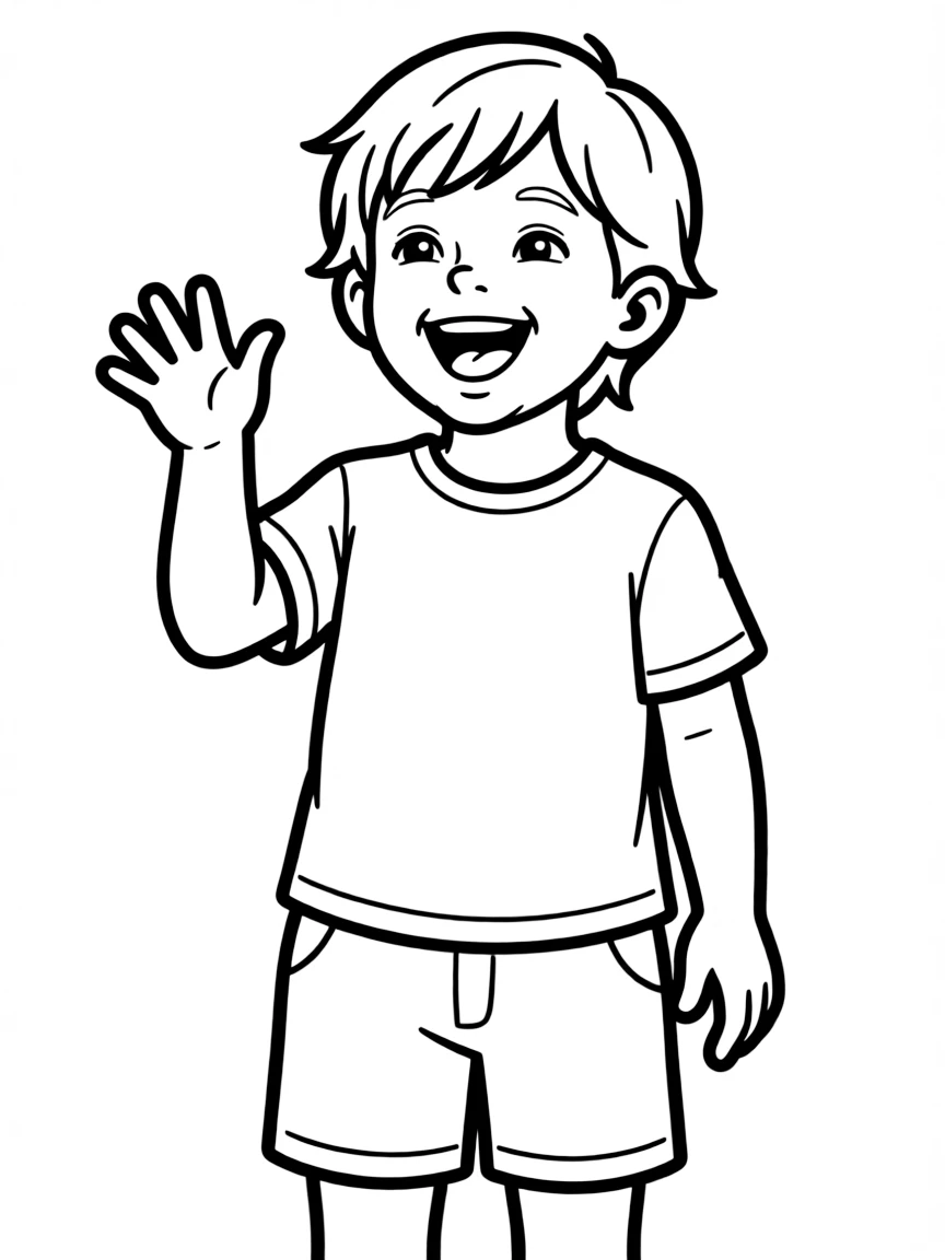 A laughing child telling a joke.