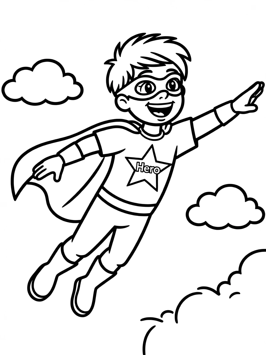 An excited superhero flying.