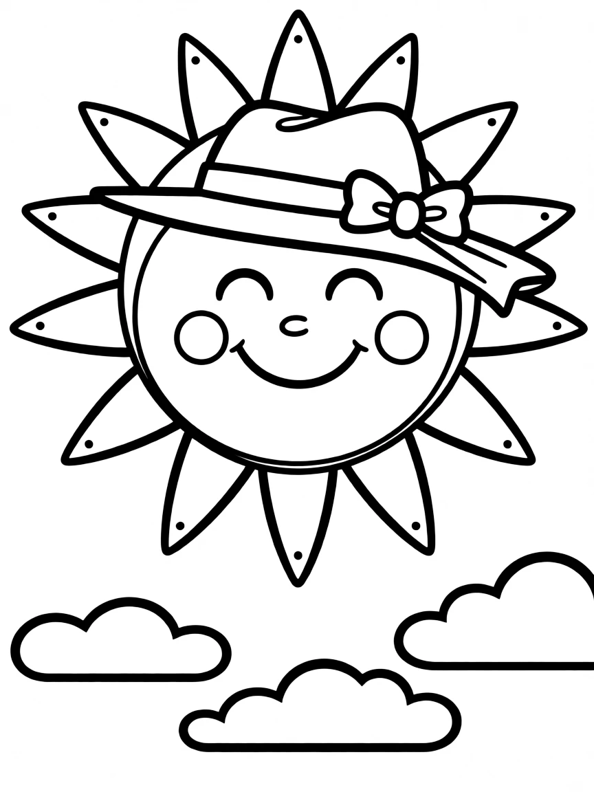 A happy sun wearing a hat.