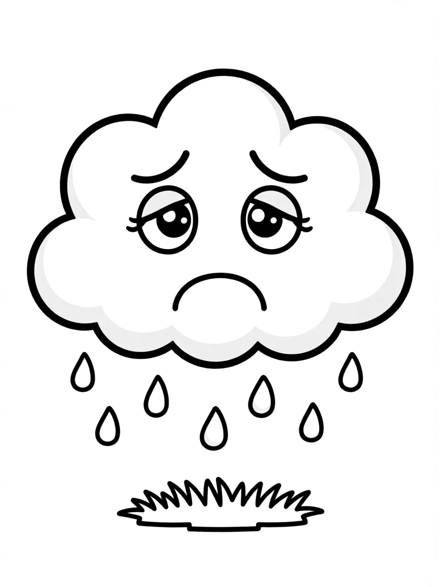 A sad cloud making a sad face.