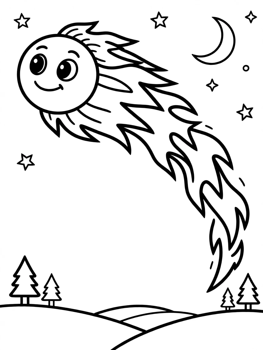 A brave comet streaking across sky.