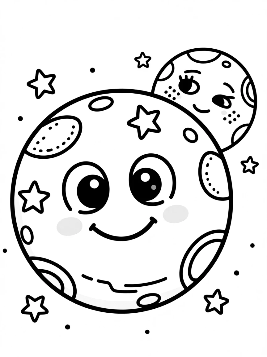 A shy planet hiding behind another.