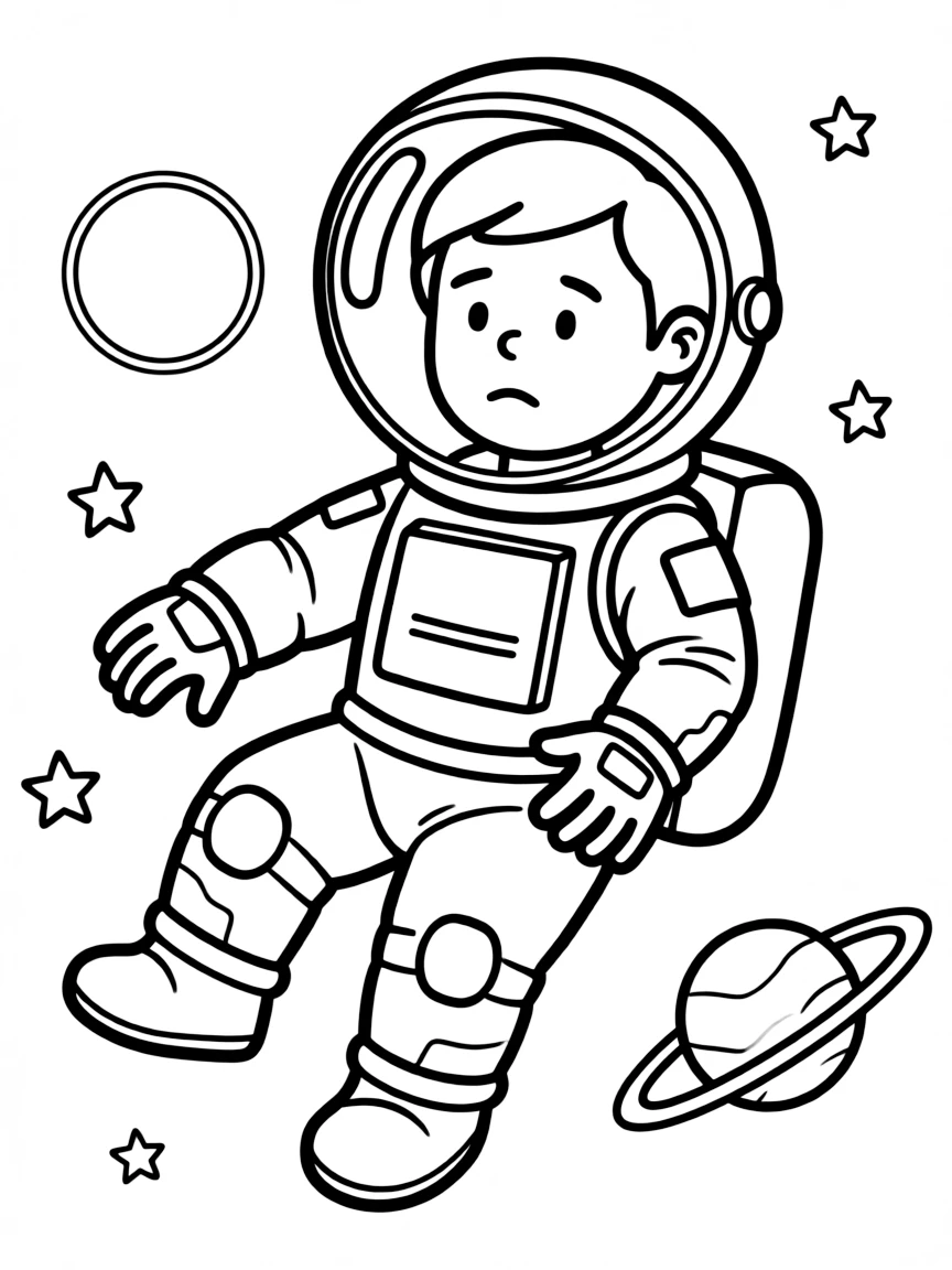 A bored astronaut floating in space.