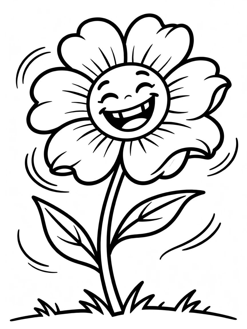 A laughing flower swaying in wind.