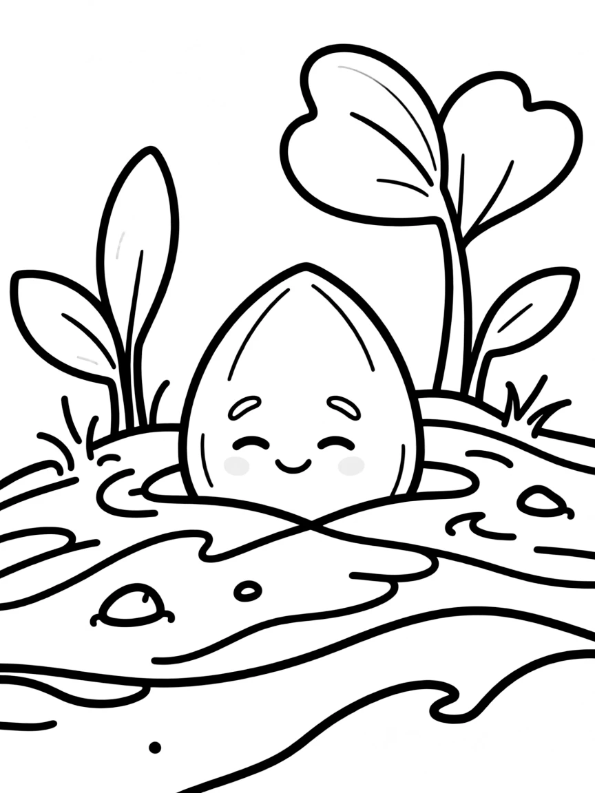 A shy seed hiding in soil.