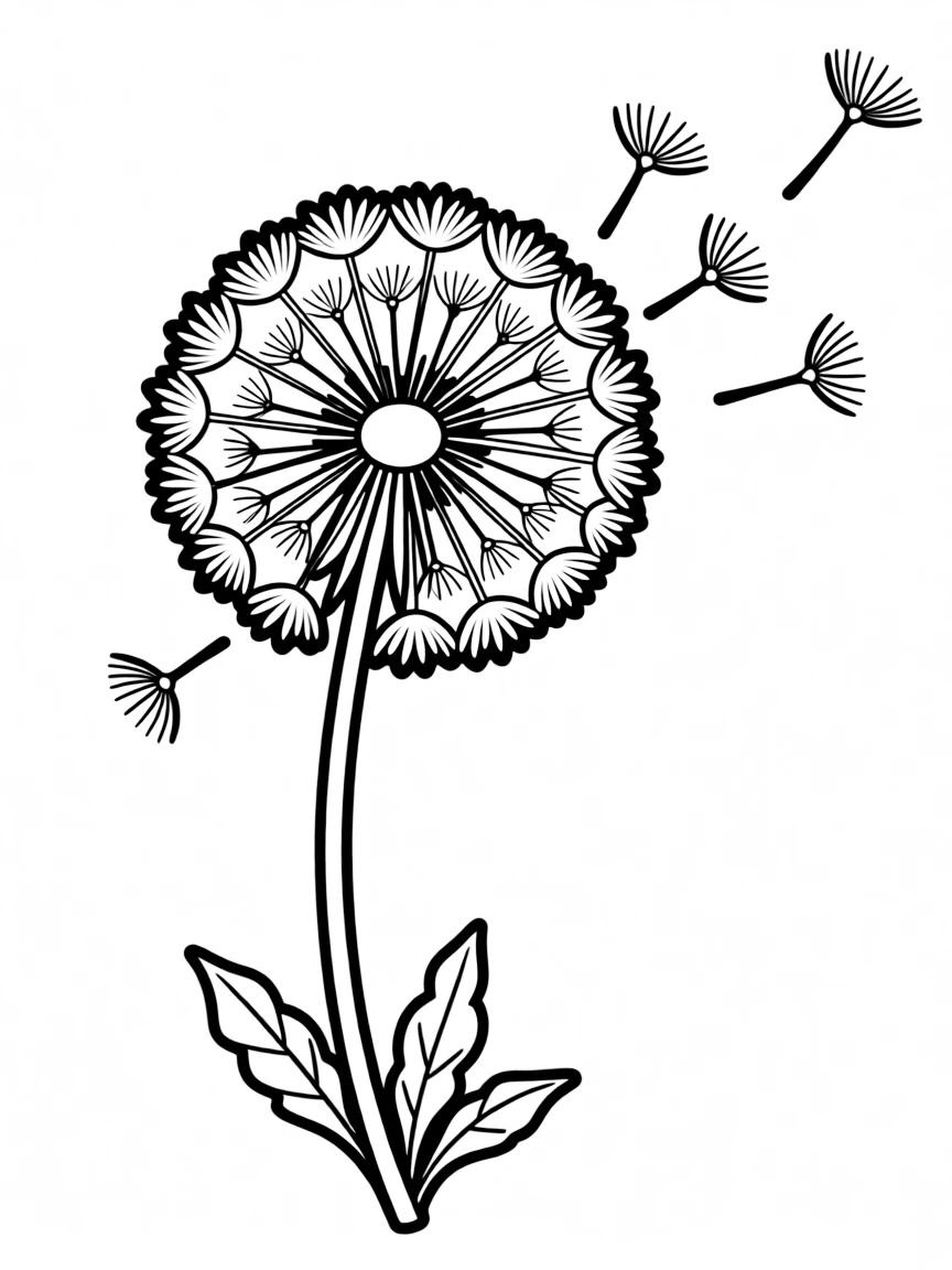 A calm dandelion floating.