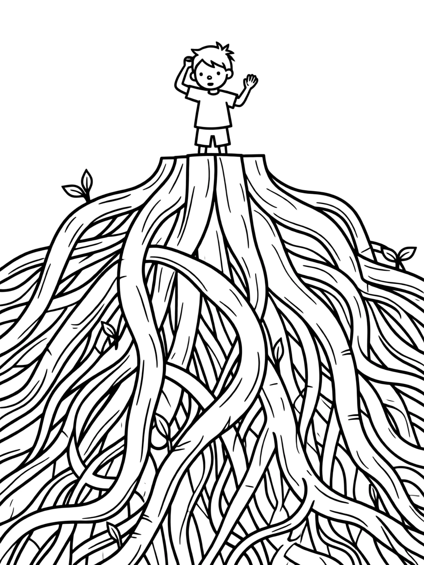 A confused root tangled.