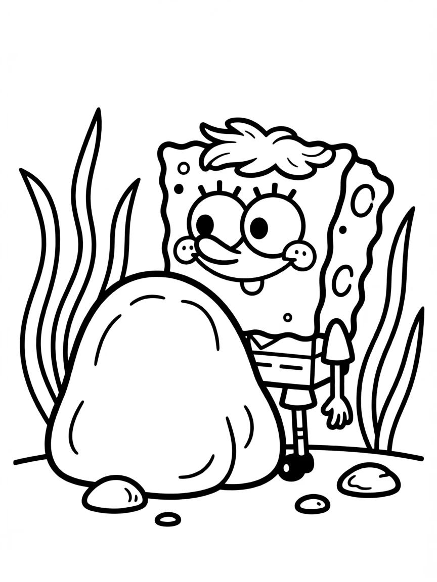 A shy sponge hiding.