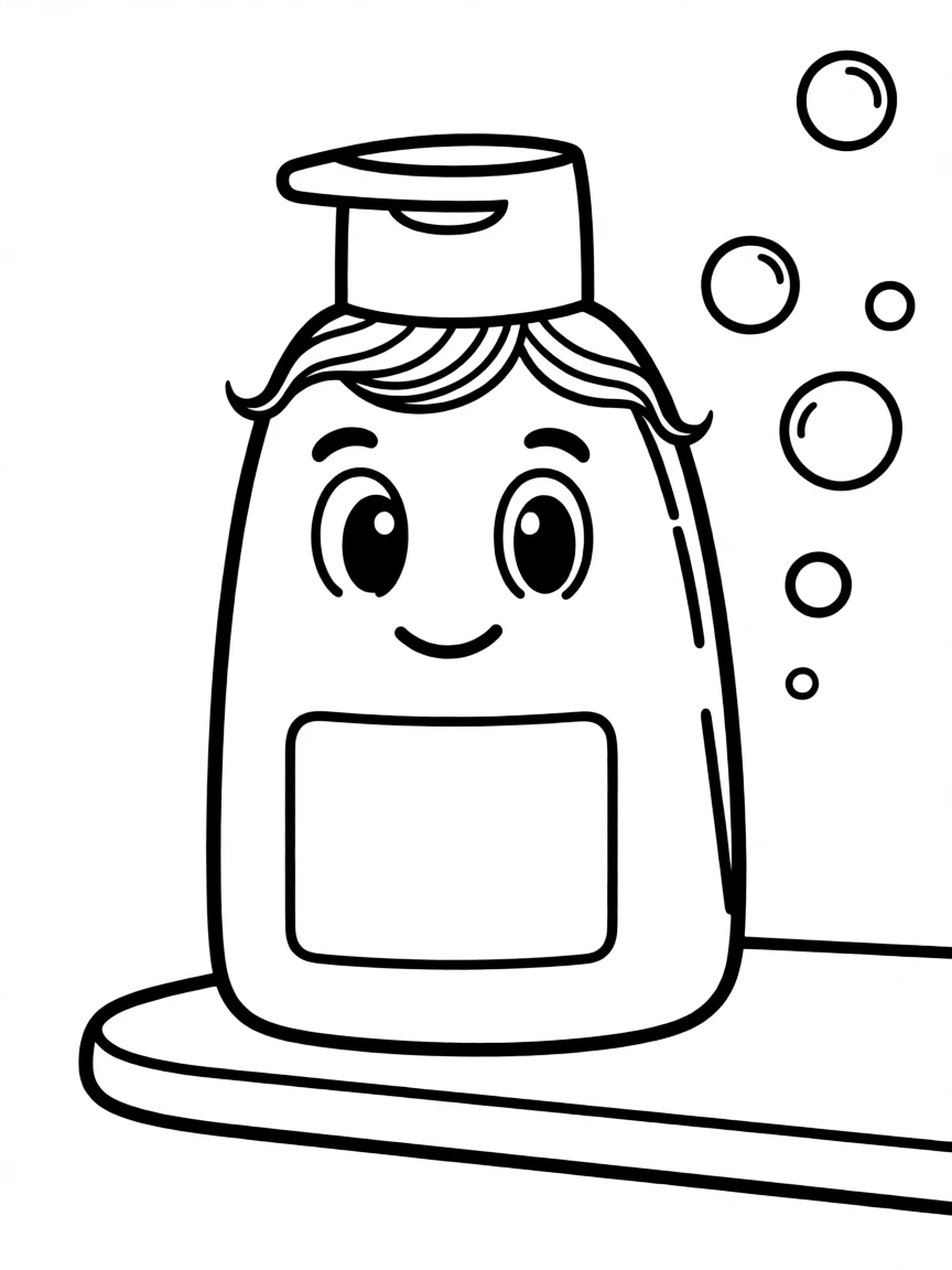 A calm shampoo bottle smiling.