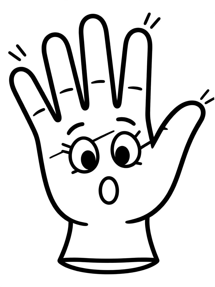 A surprised glove with fingers spread.